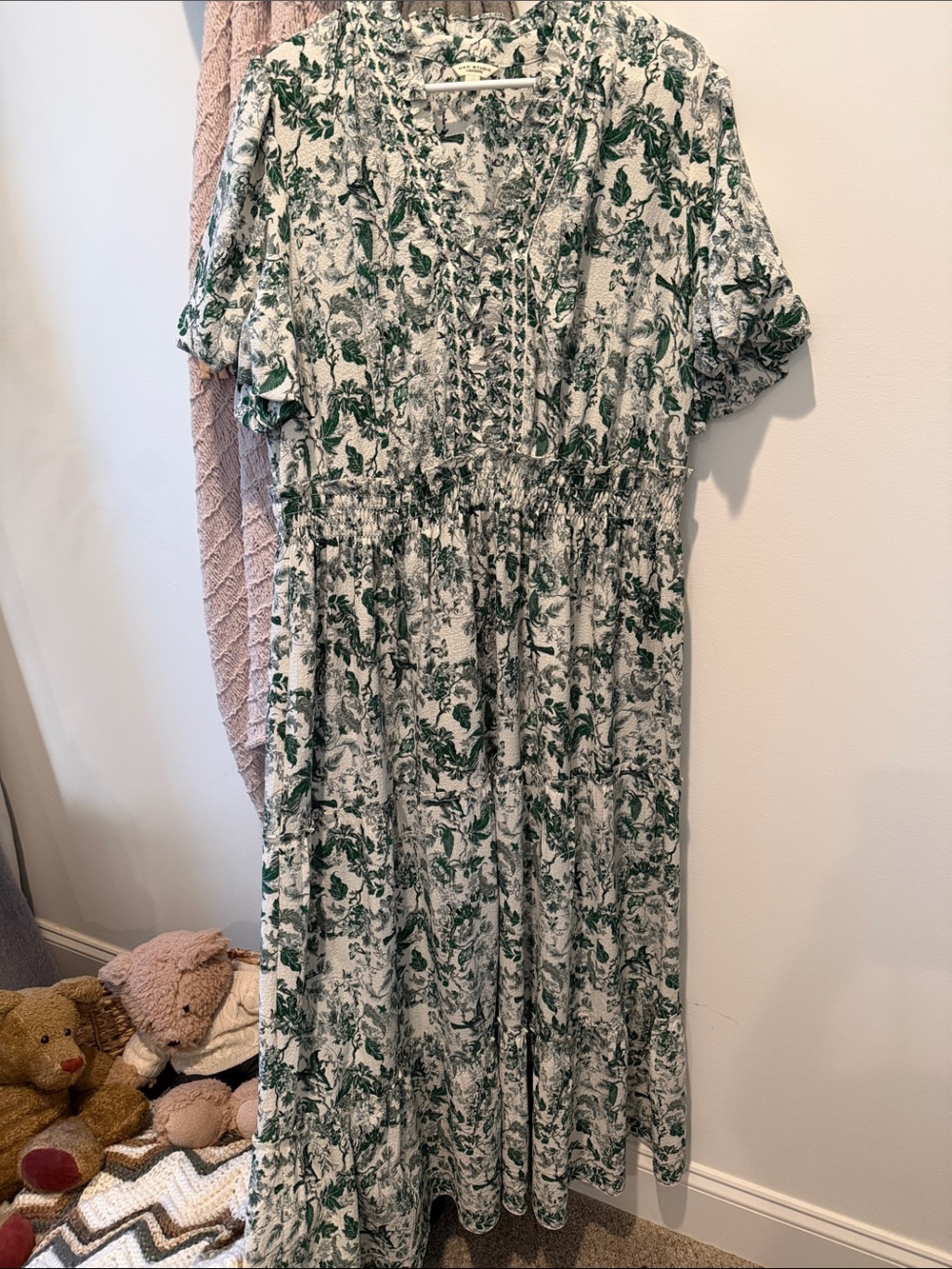 Floral Green and White Maxi Dress - Women